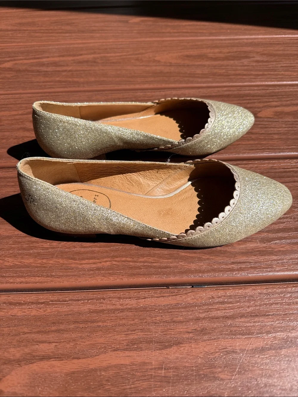 Jack Rogers 5.5M Gold Glitter Scalloped Ballet Flats